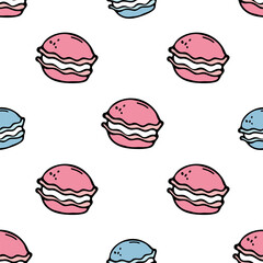 Macaroon almond cookie seamless pattern