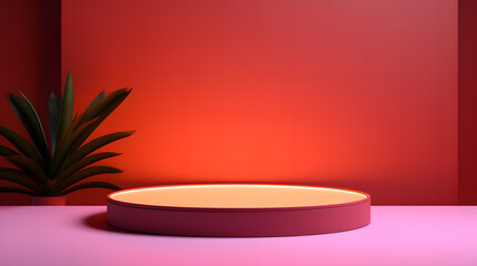 Plant on Table Beside Red Wall, product presentations
