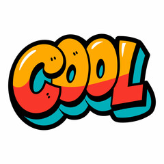 The word COOL in street art graffiti lettering vector image style on a white background.