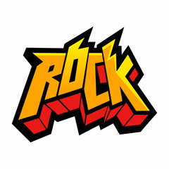 The word ROCK in street art graffiti lettering vector image style on a white background.
