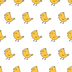 Vector illustration of a repeatable pattern with adorable yellow chicks