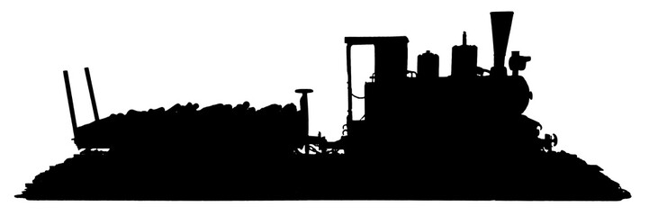 Black steam train model isolated graphic