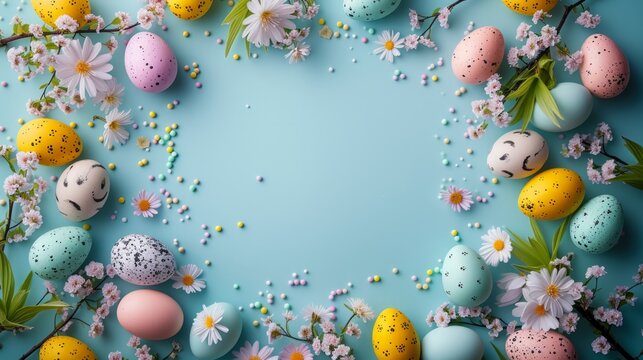 A festive backdrop for your Easter memories, enclosed within an egg-shaped frame