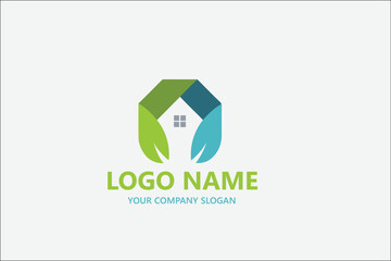 Green real estate property eco logo