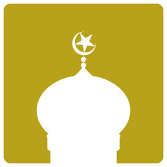 Mosque Sign Silhouette, Flat Style, can use for Icon, Symbol, Apps, Website, Pictogram, Art Illustration, Logo Gram, or Graphic Design Element. Format PNG