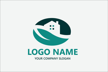 Obraz premium Green real estate property eco logo