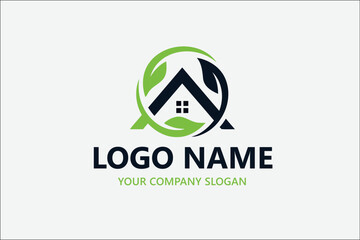 Green real estate property eco logo