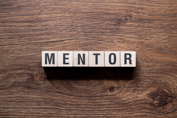Mentor - word concept on building blocks, text