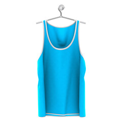 Add your graphics as much as you want, to this Front View Stylish Tank Top Mockup In Peacock Blue Color On Hanger. You can use it super easily..