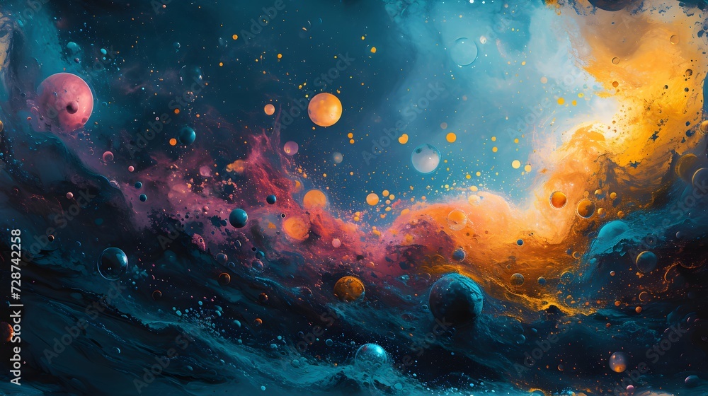 Wall mural celestial-inspired pattern with cosmic elements seamless pattern