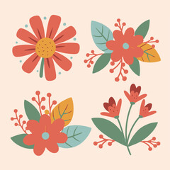 Branching Beauty: Sweet Flowers Adorned with Leafs