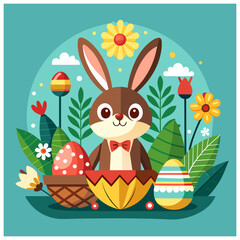 Vector with Easter bunny, Egg Easter, Celebration