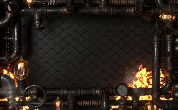 Background wall loft steampunk fire