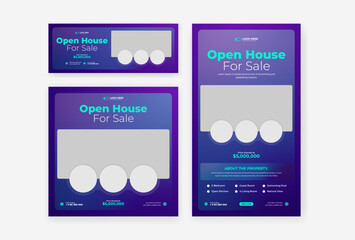 Real Estate home sale social media template design set, home sale post, cover and story design