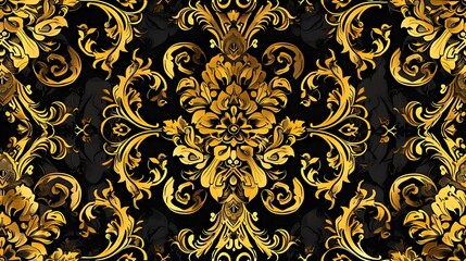 classic golden pattern with ornate seamless pattern