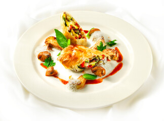Blätterteigtasche, fine dining, gefüllte Teigtaschen, vegetarisch, Wrap, 