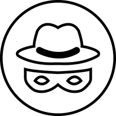 Agent icon. Spy sunglasses. Hat and glasses, Mystery man sign. Robber or thief symbol. Hidden identity stranger person icons. Anonymous spy agent symbol, logo flat sign for mobile concept, web design.