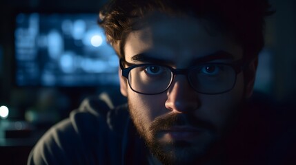 successful man's focused expression