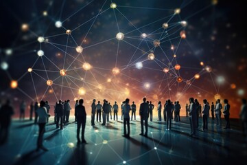 Illustration of people network  around the world. Connecting people on the internet, nodes transforming. Social network connections. 