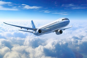Fototapeta na wymiar an airliner travel in the blue skies