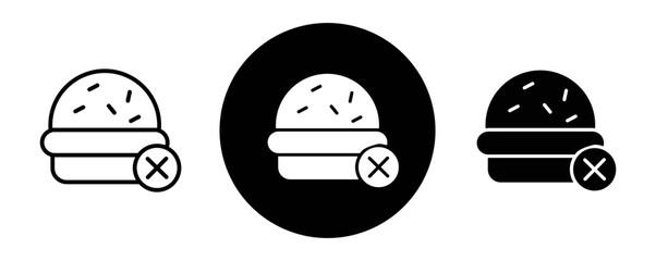 Forbidden burger outline icon collection or set. Forbidden burger Thin vector line art