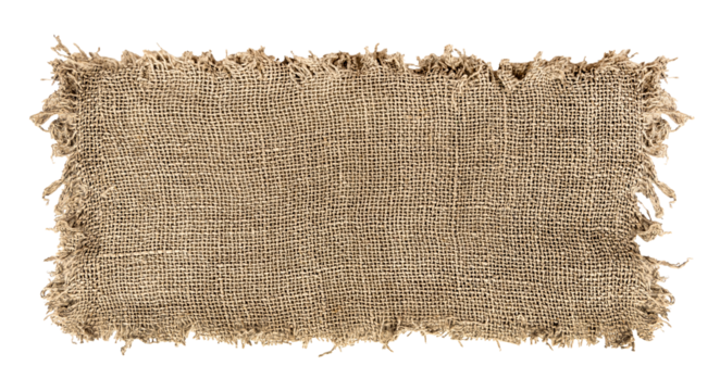 Burlap texture. A piece of torn burlap on a white background. Canvas. Packing material