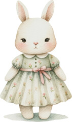 Obraz premium Cute Kawaii Adorable Easter Bunny Rabbit Watercolor Clipart for Nursery Decor and Spring Party Illustration Printable for Baby Shower and Kids Easter Gifts