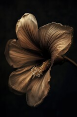 Luxurious Brown Flower with a Dark Background, Exquisite Floral Art Photography