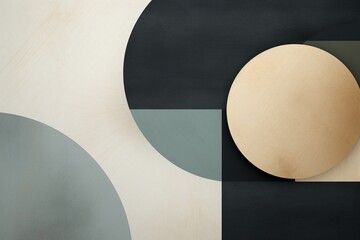 Abstract shapes and muted tones on a minimalist wallpaper, achieving a harmonious and calming visual effect