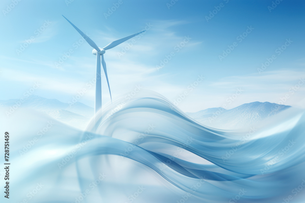 Aufkleber a conceptual artwork of a wind turbine in motion, generating energy against a backdrop of swirling w