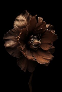 Sensual Chocolate Anemone Flower, Intimate and Dark Botanical Artwork.