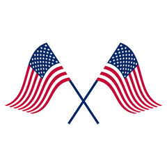 Obraz premium Two crossed flags of the United States of America. Vector