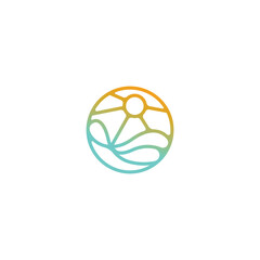 Travel beach wave minimal vector logo design