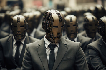 Digital pixels come together to depict a faceless crowd, emphasizing the role of technology and interconnectedness in shaping contemporary social dynamics. Generative Ai.