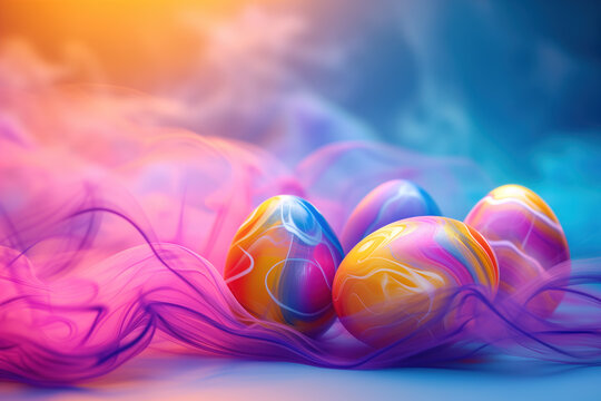 Abstract Easter eggs with colorful swirls