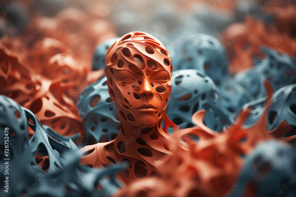 Poster abstract shapes and textures meld into the form of a faceless crowd, showcasing the diversity and un