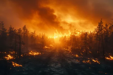 Deurstickers Inferno Unleashed: Wildfire Devastation © liamalexcolman
