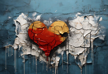 Shattered Love: Heart Breaking Through Wall