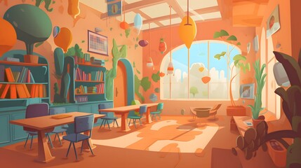 whimsical classroom interior