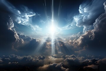 minimalistic design Resurrection - Light Cross Shape In Clouds - Risen - Jesus Ascends to Heaven...