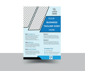 Business flyer, brochure design, magazine or flier mockup in blue & black colors,flyer in A4 size.	