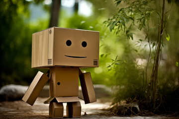 Handmade DIY cardboard Robot made from recycled materials