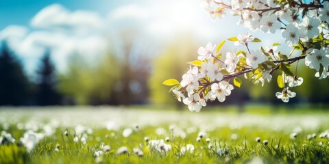 Spring meadow with flowers background