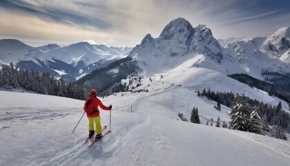 Fototapeta na wymiar Generated image of skiing in the mountains