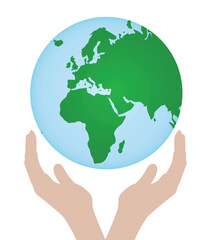 Hand hold world globe. vector