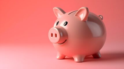 Obraz premium Pink piggy bank isolated on a solid background.