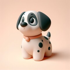 Cute 3D Cartoon Dalmatian. 3D minimalist cute illustration on a light background.