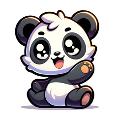 flat logo of vector cute panda cartoon vector icon illustration animal nature icon concept isolated premium transparent background png
