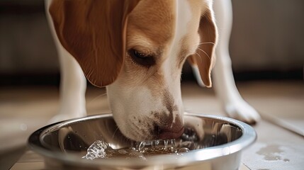 a neglected dog bowl, showcasing the visible presence of germs and bacteria accumulated from inadequate cleaning, highlighting the potential health risks associated with unsanitary conditions. - obrazy, fototapety, plakaty