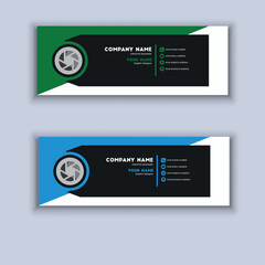 Modern and email signature, green color and blue color template